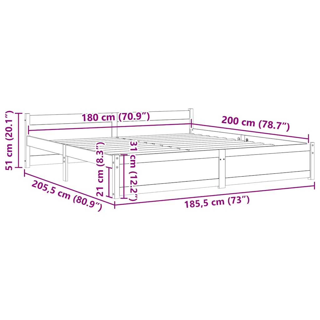 Giroletto Bianco in Legno Massello 180x200 cm Super King - homemem39