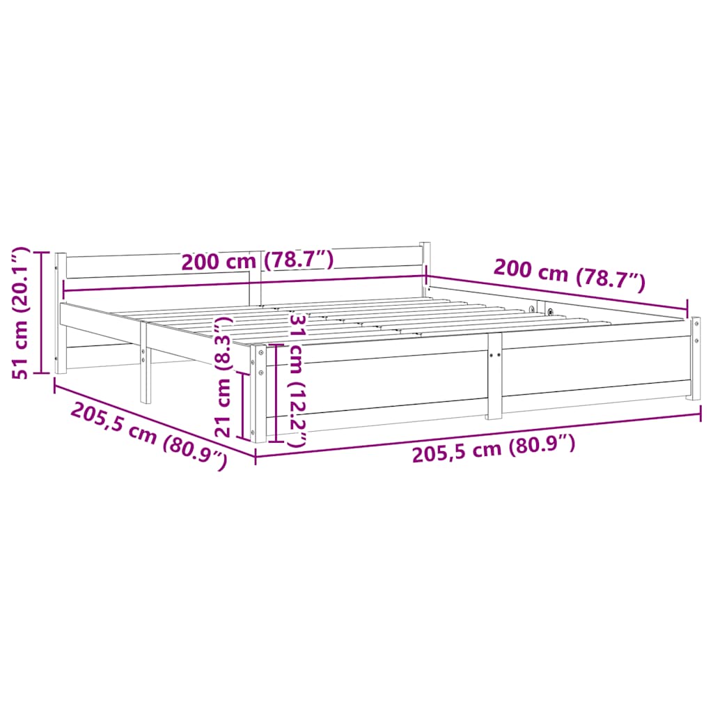 Giroletto senza Materaso Ambra in Legno Massello 200x200 cm - homemem39