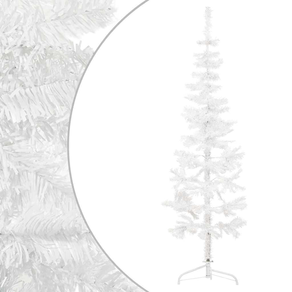 Albero Natale Artificiale Sottile a Metà Supporto Bianco 180 cm