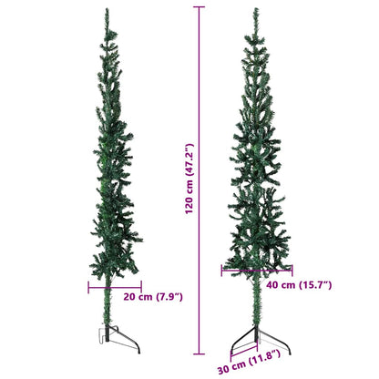 Albero Natale Artificiale Sottile a Metà Supporto Verde 120 cm