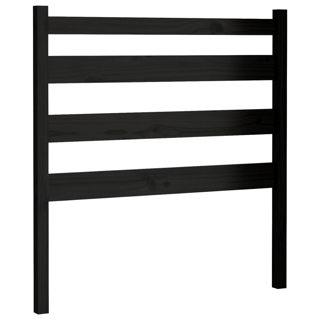Testiera per Letto Nera 81x4x100 cm in Legno Massello di Pino