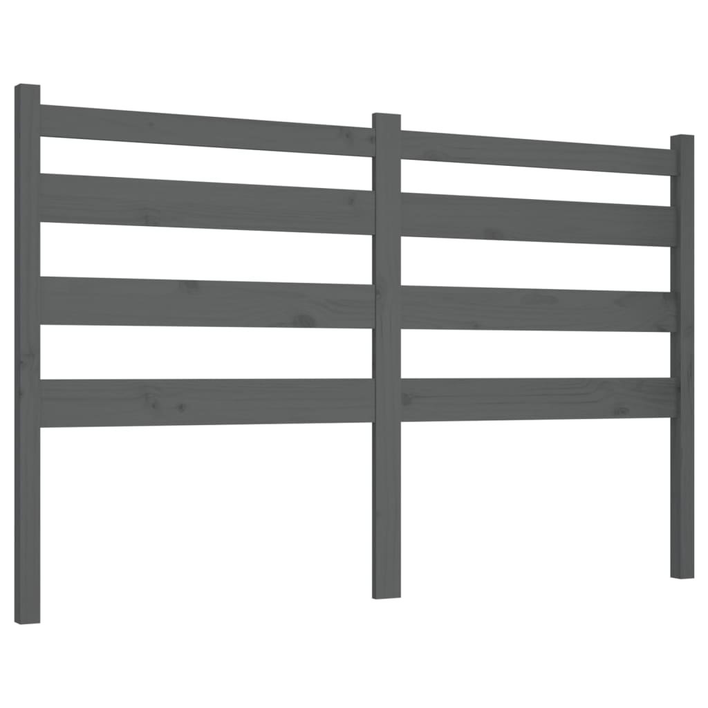 Testiera per Letto Grigia 126x4x100cm in Legno Massello di Pino