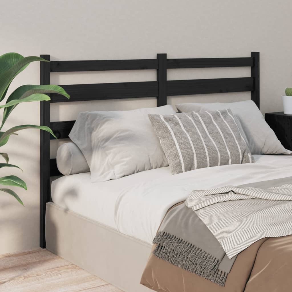 Testiera per Letto Nera 126x4x100 cm in Legno Massello di Pino | homemem39