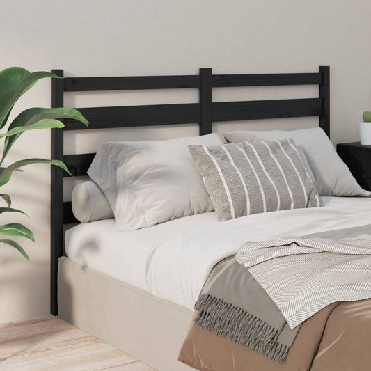 Testiera per Letto Nera 206x4x100 cm in Legno Massello di Pino | homemem39