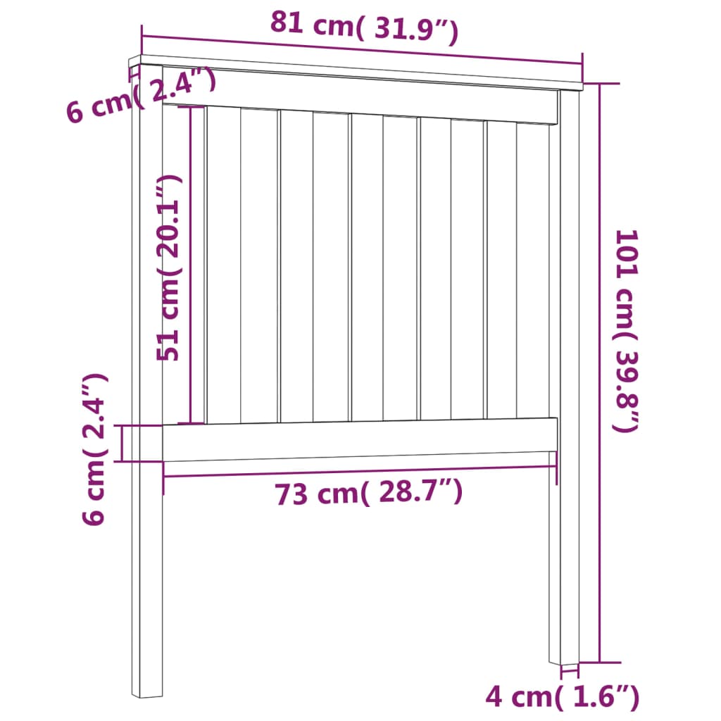 Testiera per Letto Grigia 81x6x101 cm in Legno Massello di Pino