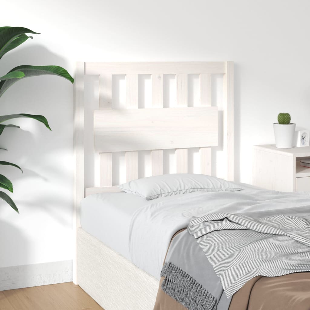 Testiera per Letto Bianca 80,5x4x100 cm Legno Massello di Pino