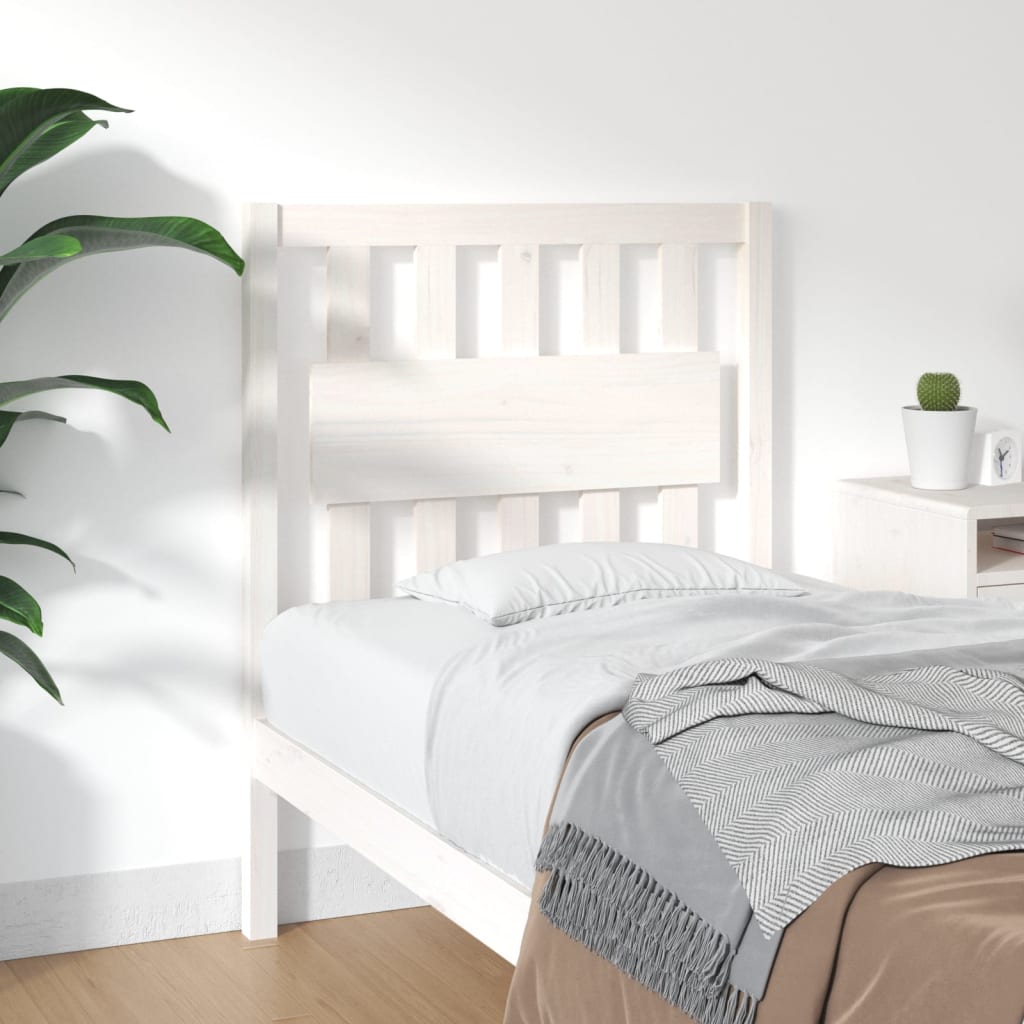 Testiera per Letto Bianca 80,5x4x100 cm Legno Massello di Pino
