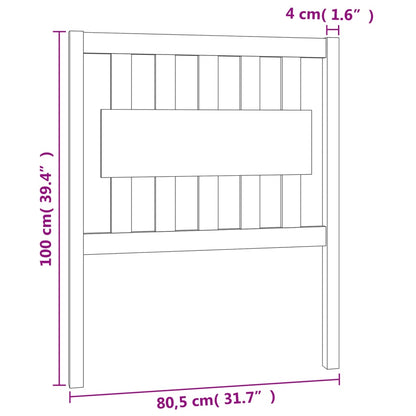 Testiera per Letto Nera 80,5x4x100 cm in Legno Massello di Pino - homemem39