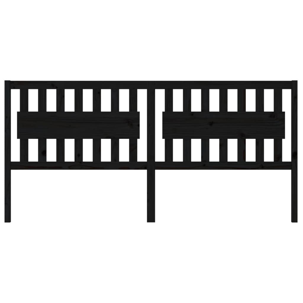 Testiera per Letto Nera 205,5x4x100cm in Legno Massello di Pino - homemem39