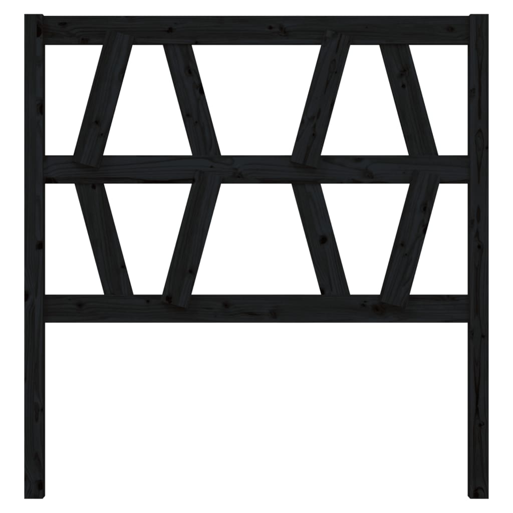 Testiera per Letto Nera 96x4x100 cm in Legno Massello di Pino - homemem39