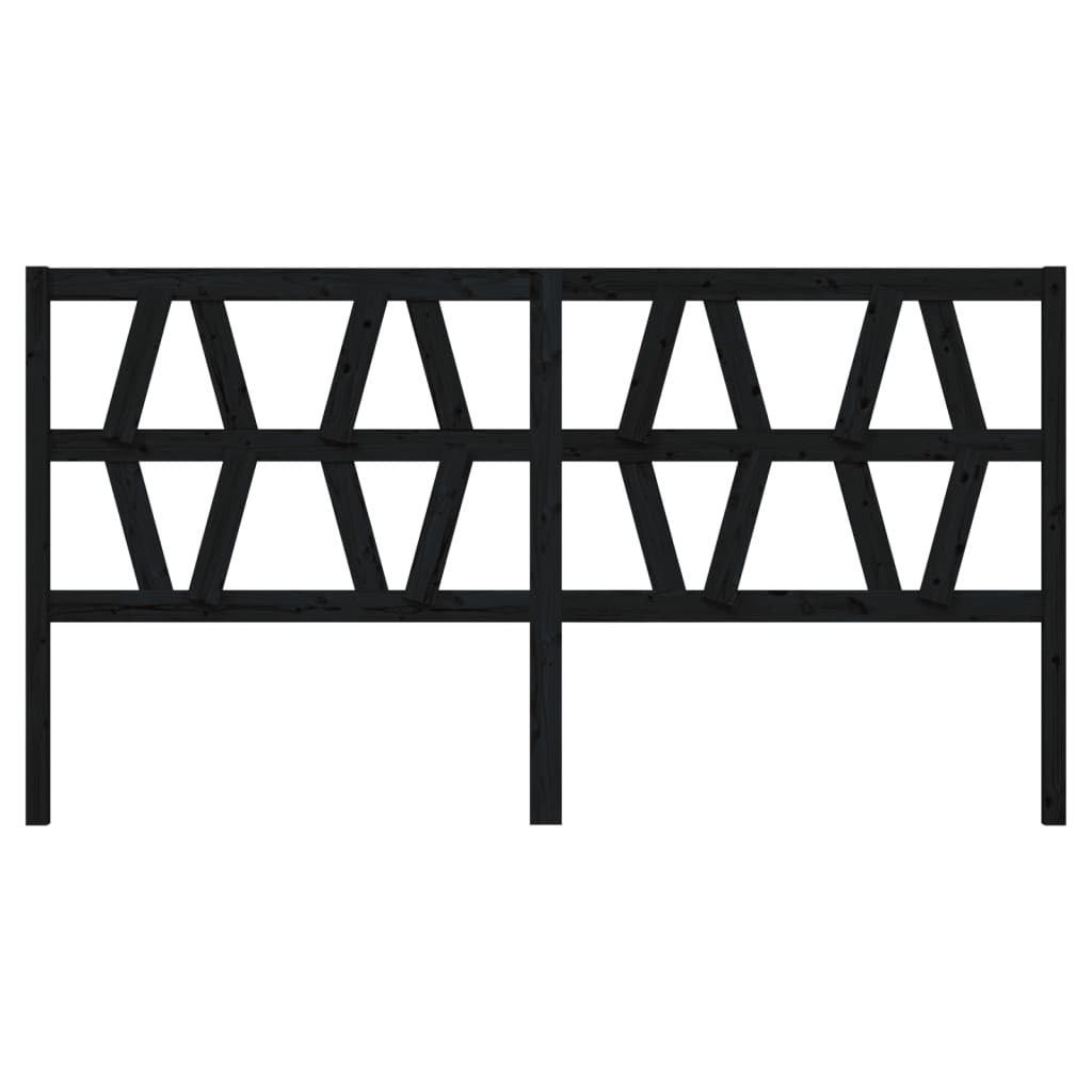 Testiera per Letto Nera 206x4x100 cm in Legno Massello di Pino