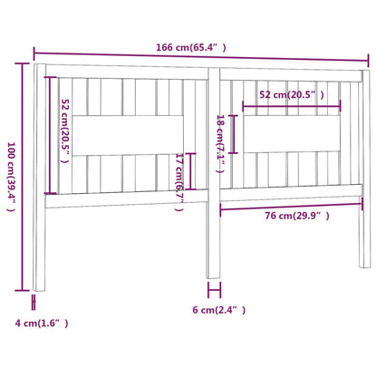 Testiera per Letto Nera 166x4x100 cm in Legno Massello di Pino - homemem39