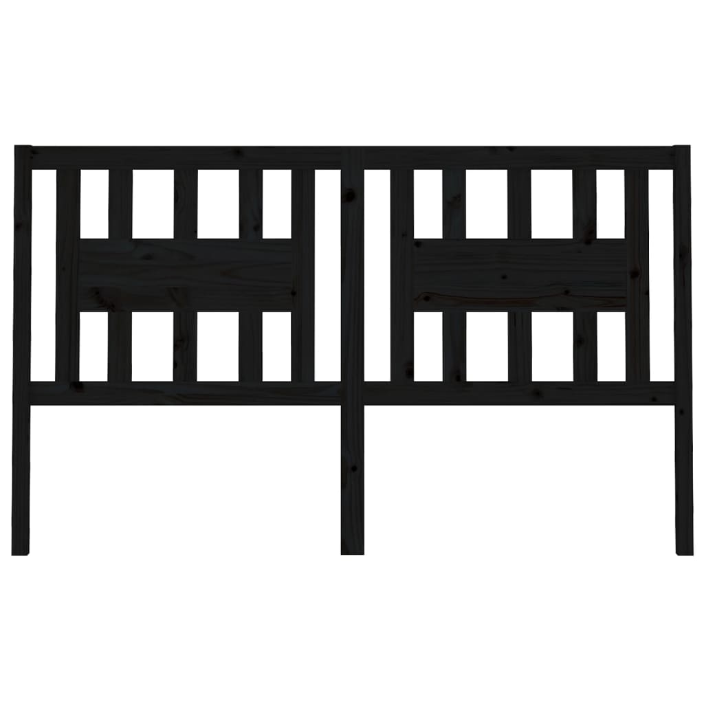 Testiera per Letto Nera 206x4x100 cm in Legno Massello di Pino - homemem39