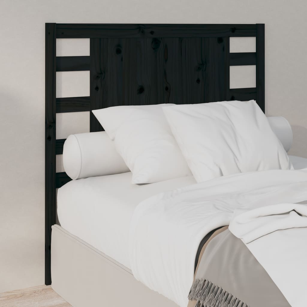Testiera per Letto Nera 81x4x100 cm in Legno Massello di Pino - homemem39