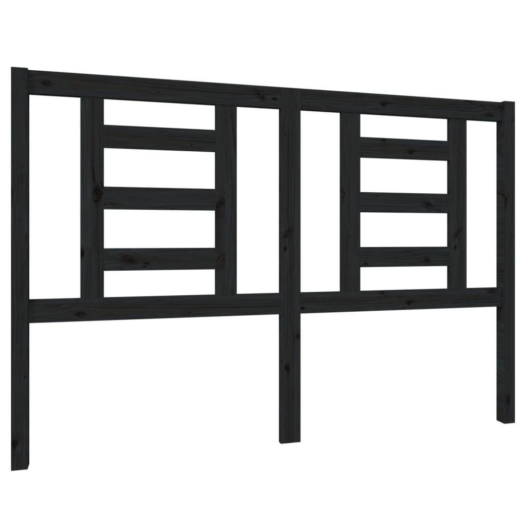 Testiera per Letto Nera 146x4x100 cm in Legno Massello di Pino - homemem39