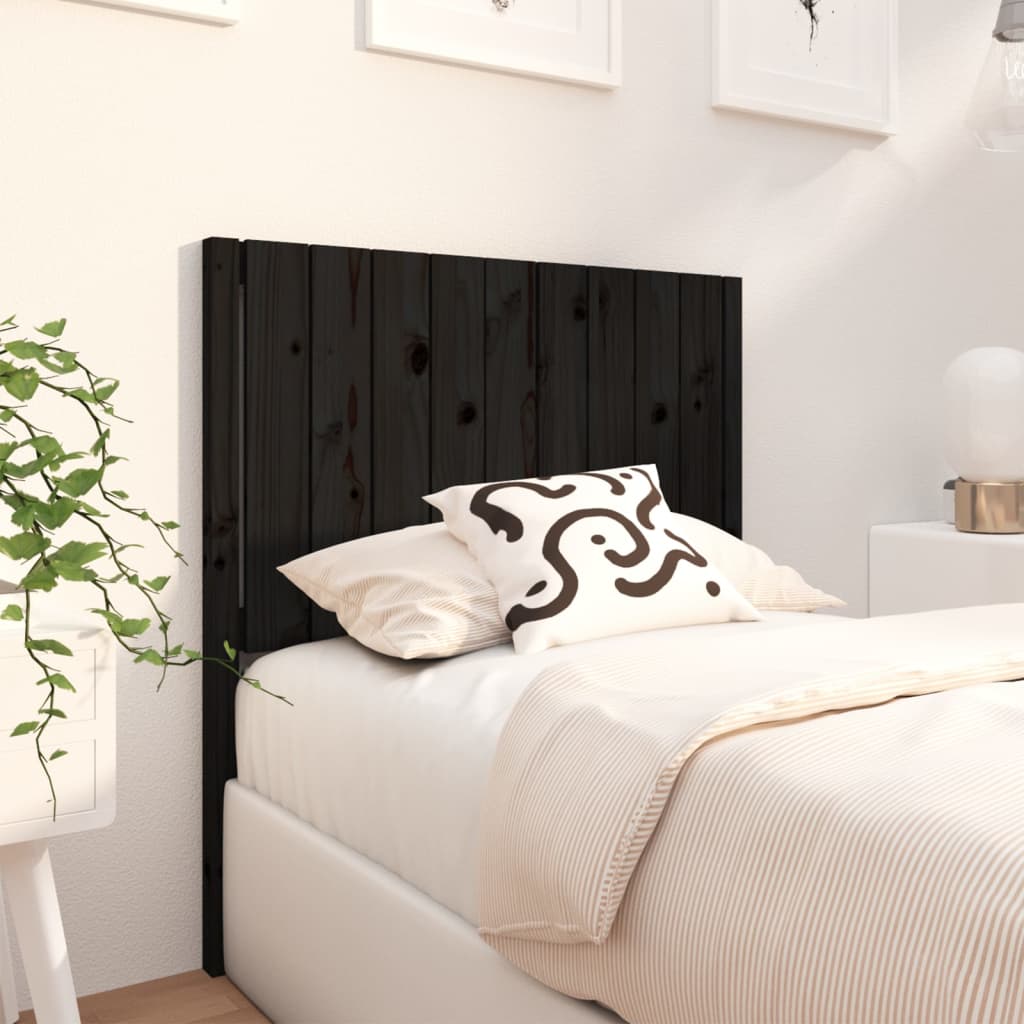 Testiera per Letto Nera 95,5x4x100 cm in Legno Massello di Pino - homemem39