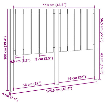 Testiera per Letto Nera 125,5x4x100cm in Legno Massello di Pino - homemem39