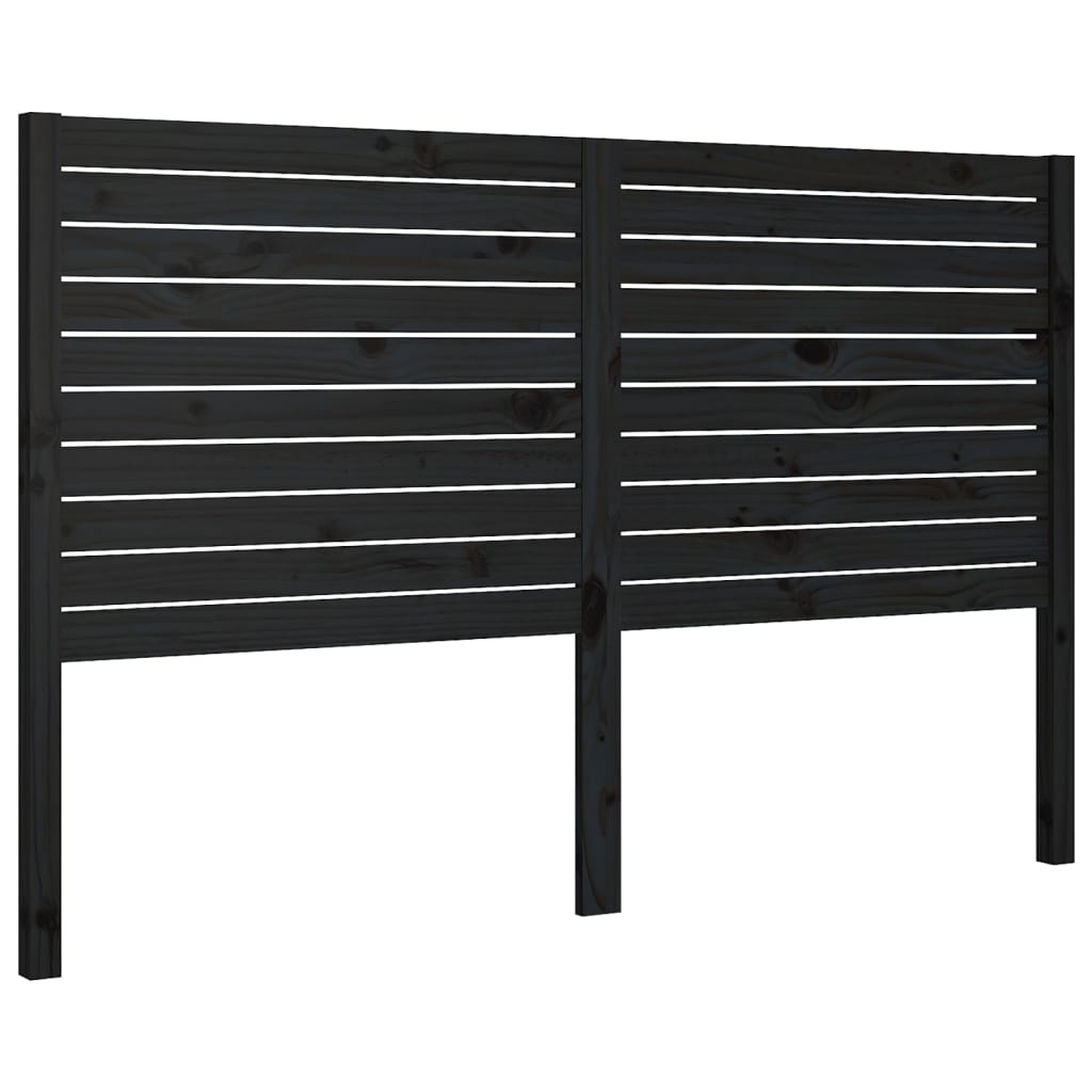 Testiera per Letto Nera 186x4x100 cm in Legno Massello di Pino