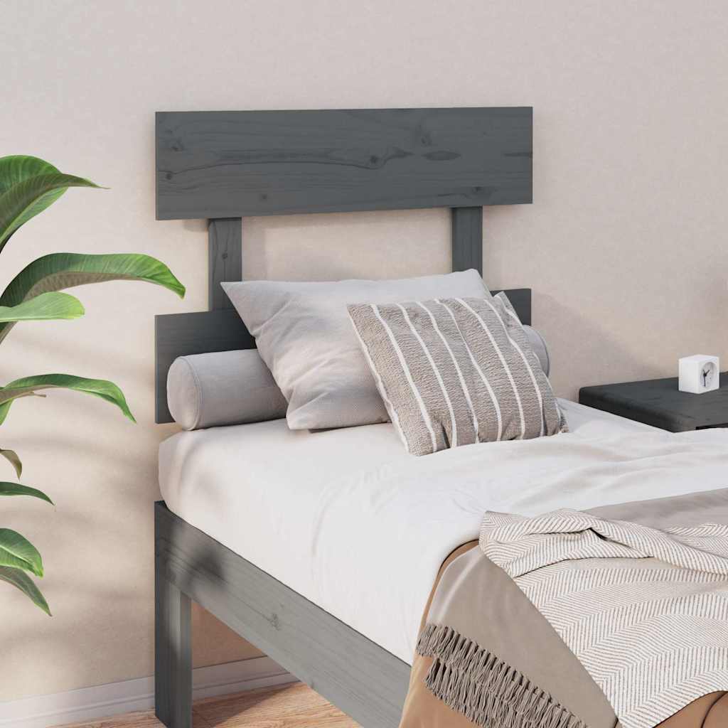 Testiera per Letto Grigia in Legno Massello di Pino