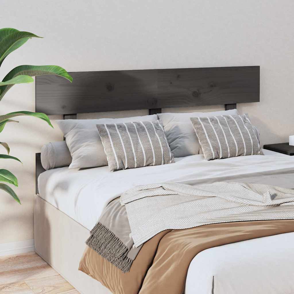 Testiera per Letto Grigia in Legno Massello di Pino