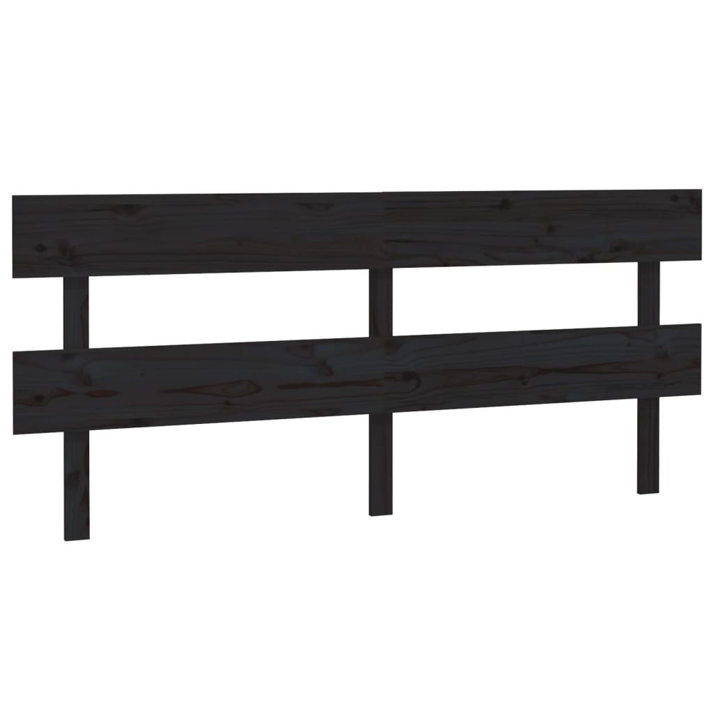 Testiera per Letto Nera 204x3x81 cm in Legno Massello di Pino