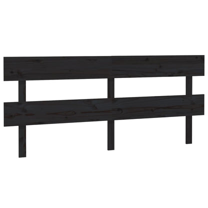 Testiera per Letto Nera 204x3x81 cm in Legno Massello di Pino