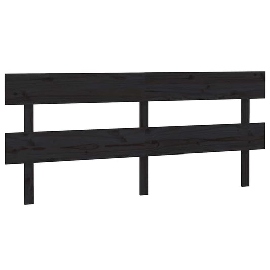 Testiera per Letto Nera 204x3x81 cm in Legno Massello di Pino