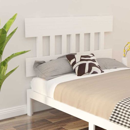 Testiera Letto Bianca 123,5x3x81 cm in Legno Massello di Pino