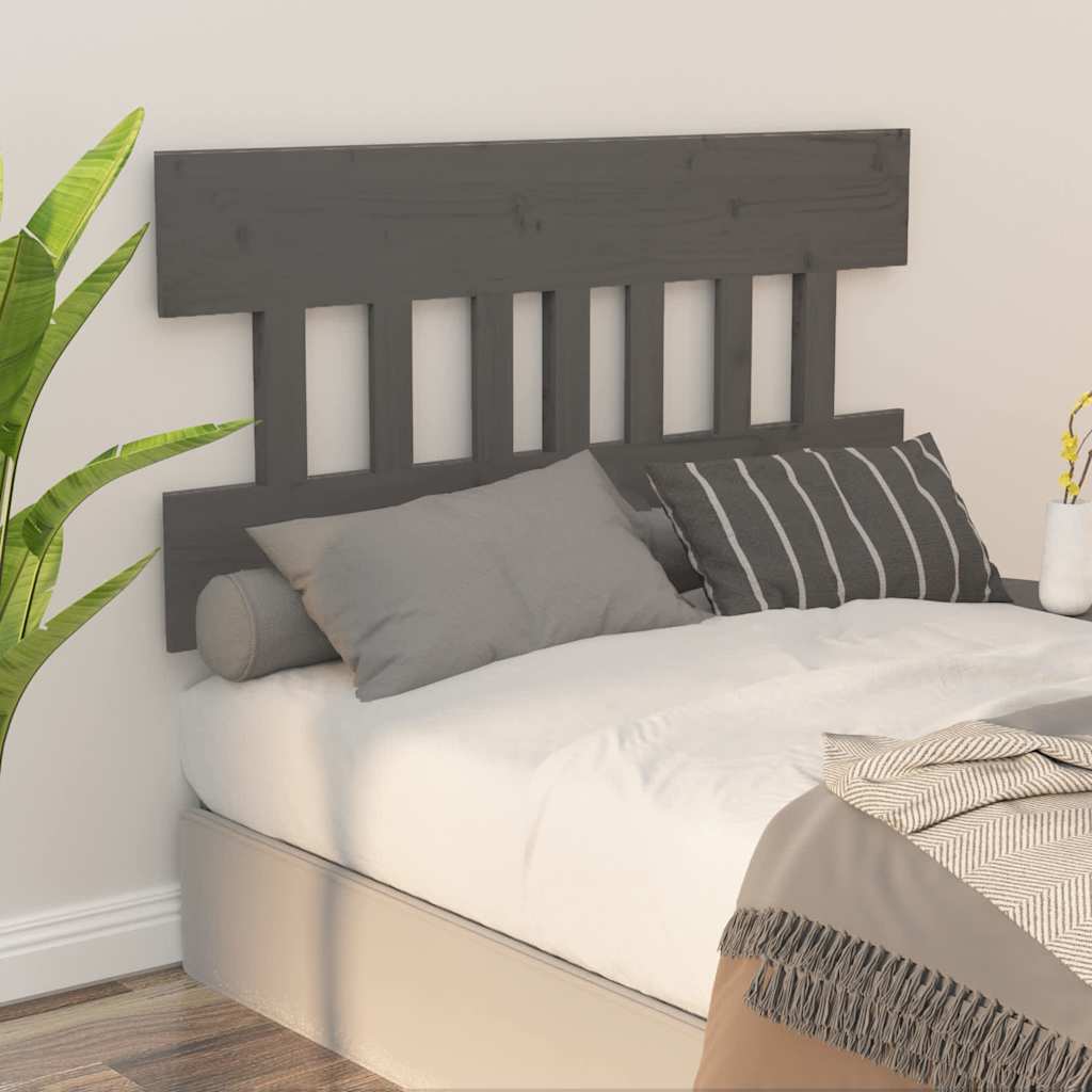 Testiera Letto Grigia 123,5x3x81 cm in Legno Massello di Pino