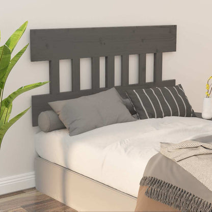 Testiera Letto Grigia 123,5x3x81 cm in Legno Massello di Pino
