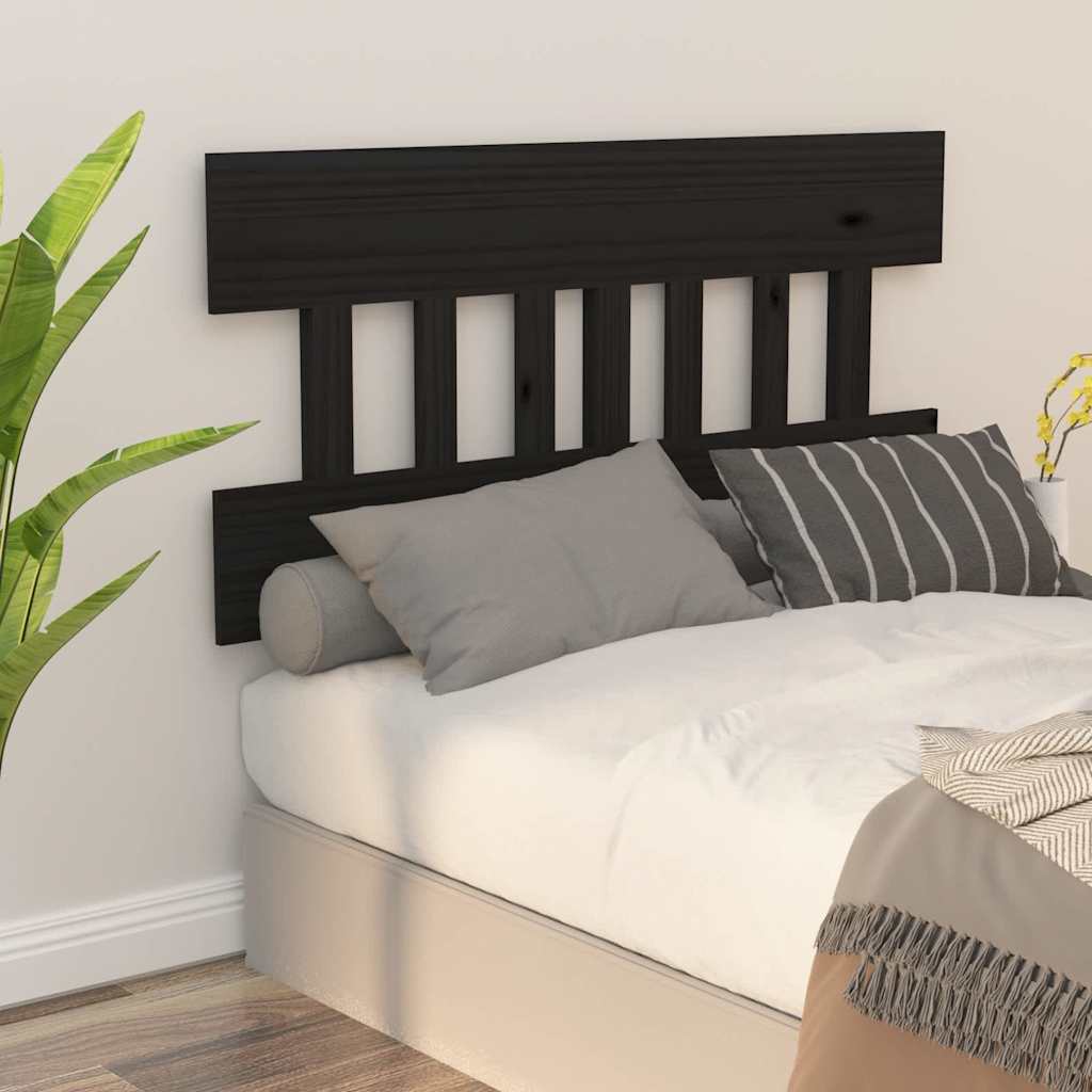Testiera per Letto Nera Legno Massello di Pino