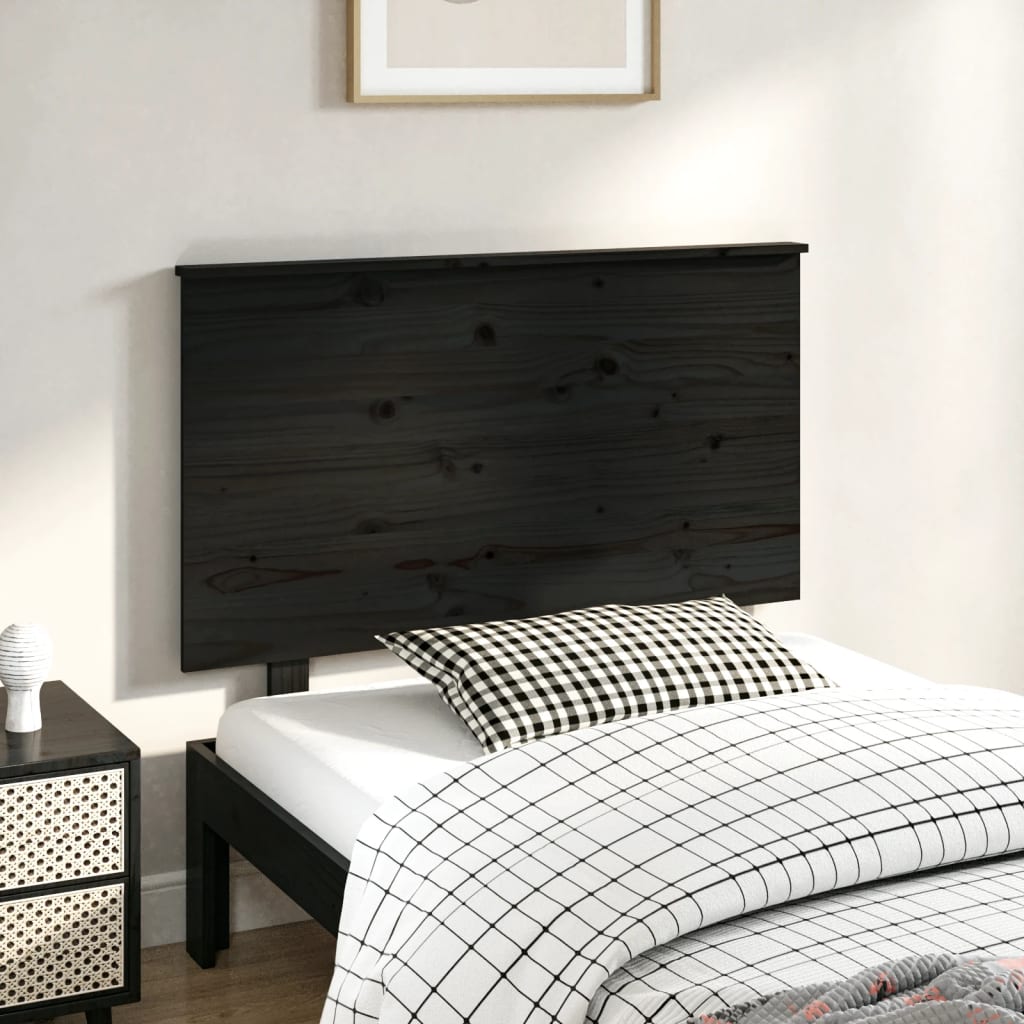 Testiera per Letto Nera 94x6x82,5 cm in Legno Massello di Pino - homemem39