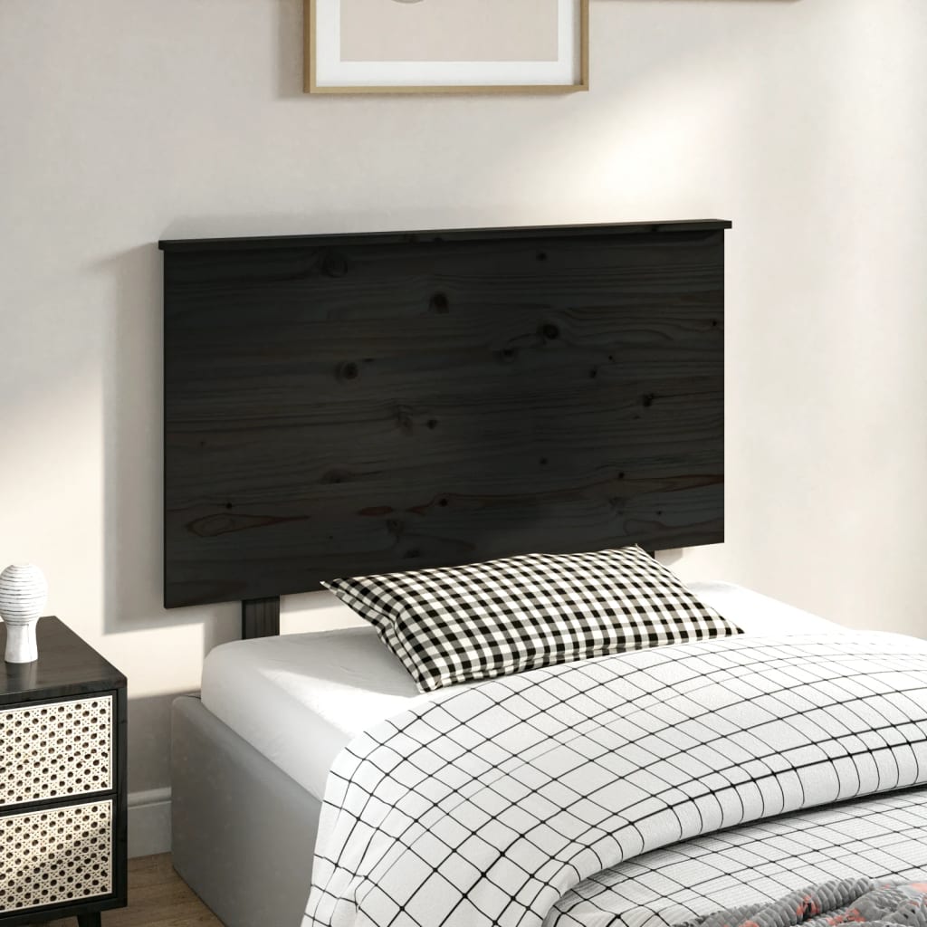 Testiera per Letto Nera 94x6x82,5 cm in Legno Massello di Pino - homemem39