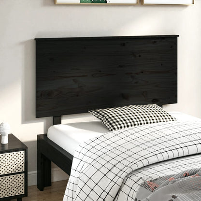 Testiera per Letto Nera 124x6x82,5 cm in Legno Massello di Pino - homemem39