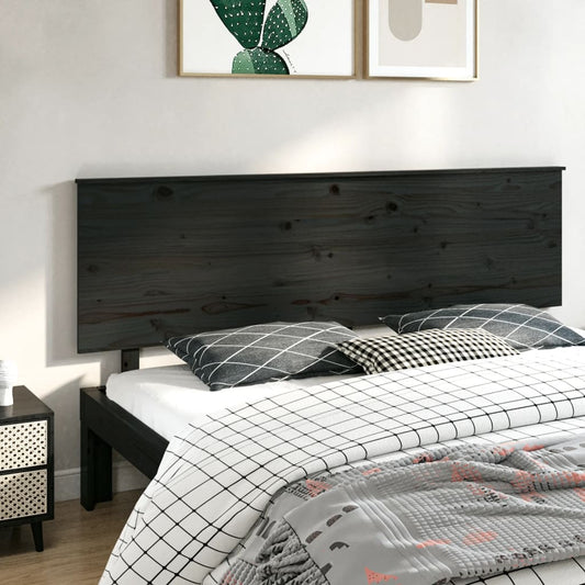 Testiera per Letto Nera 204x6x82,5 cm in Legno Massello di Pino - homemem39