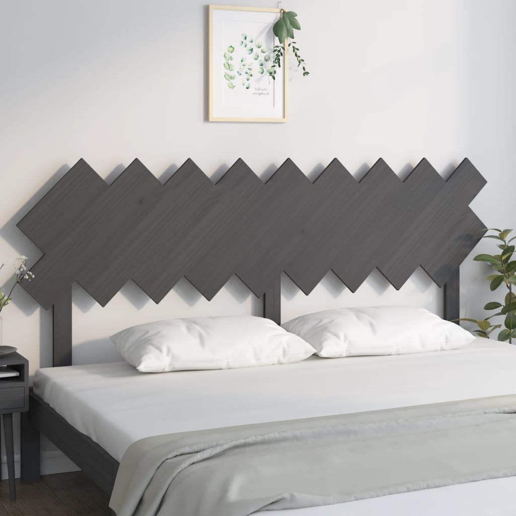 Testiera per Letto Grigio178x3x80,5cm in Legno Massello di Pino - homemem39