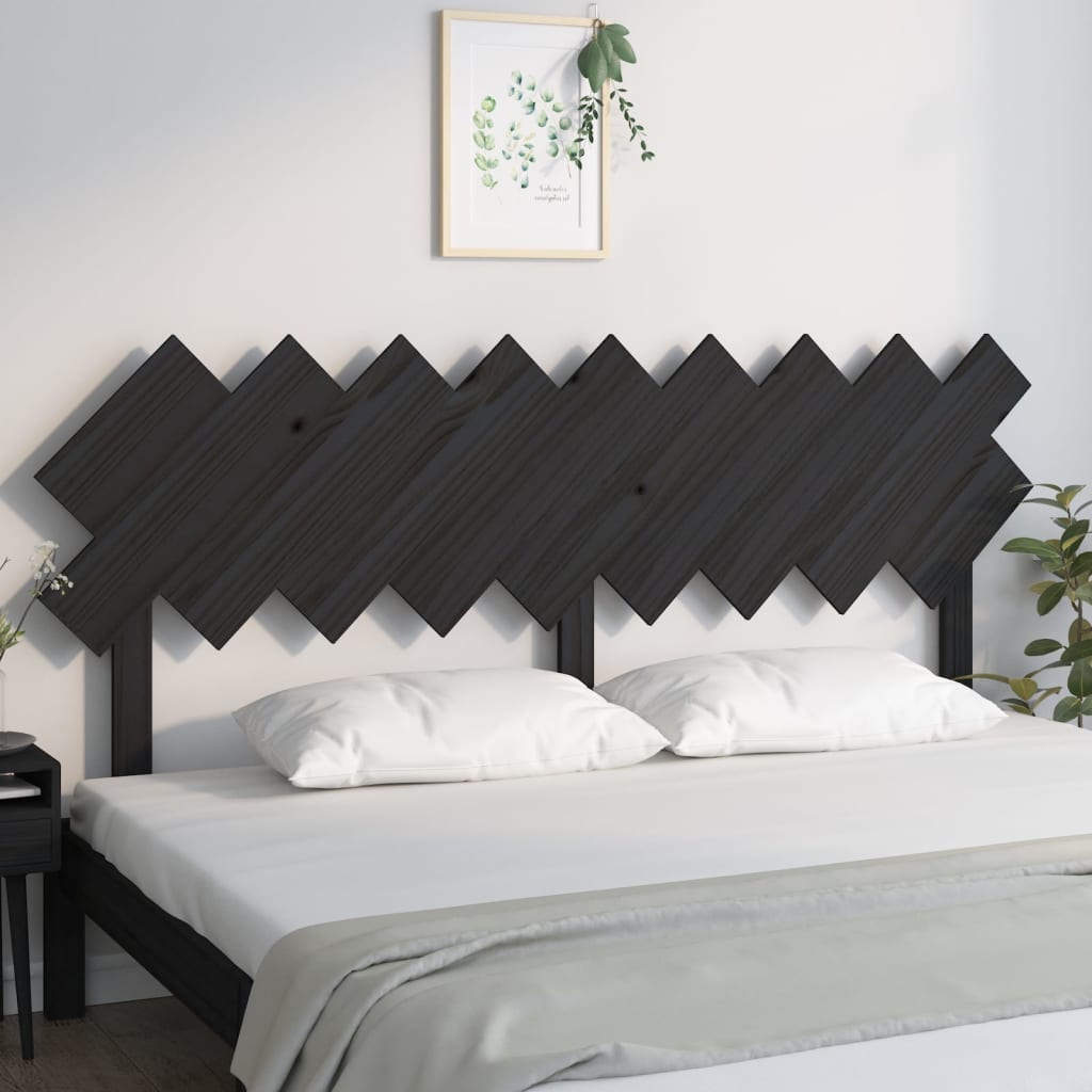 Testiera per Letto Nera 178x3x80,5 cm in Legno Massello di Pino - homemem39