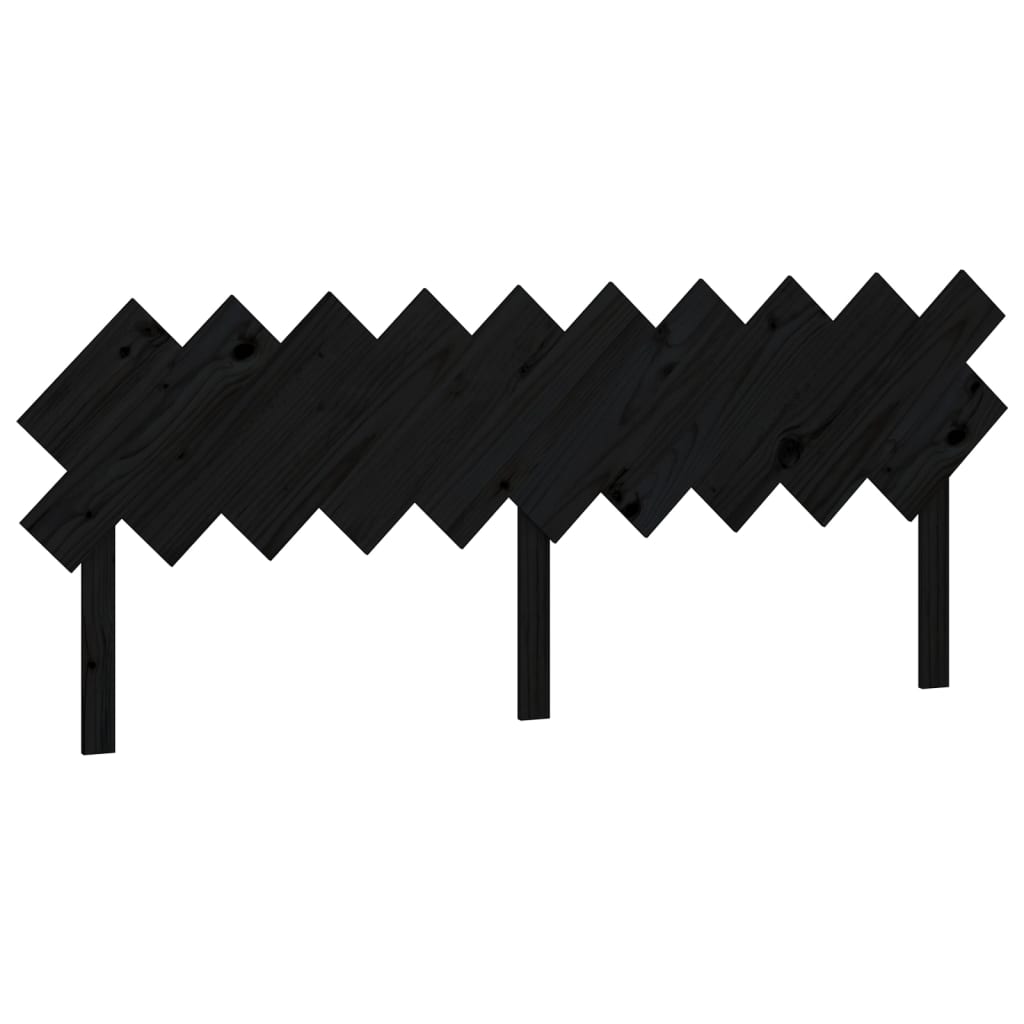 Testiera per Letto Nera 196x3x80,5 cm in Legno Massello di Pino - homemem39