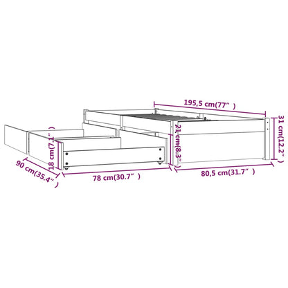 Giroletto con Cassetti 75x190 cm Small Single | homemem39