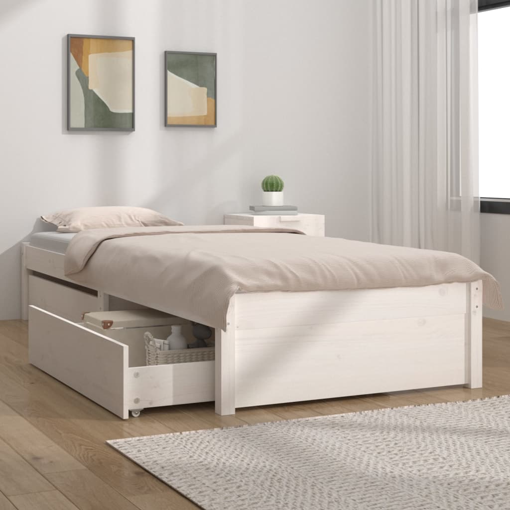 Giroletto Bianco con Cassetti 75x190 cm Small Single | homemem39