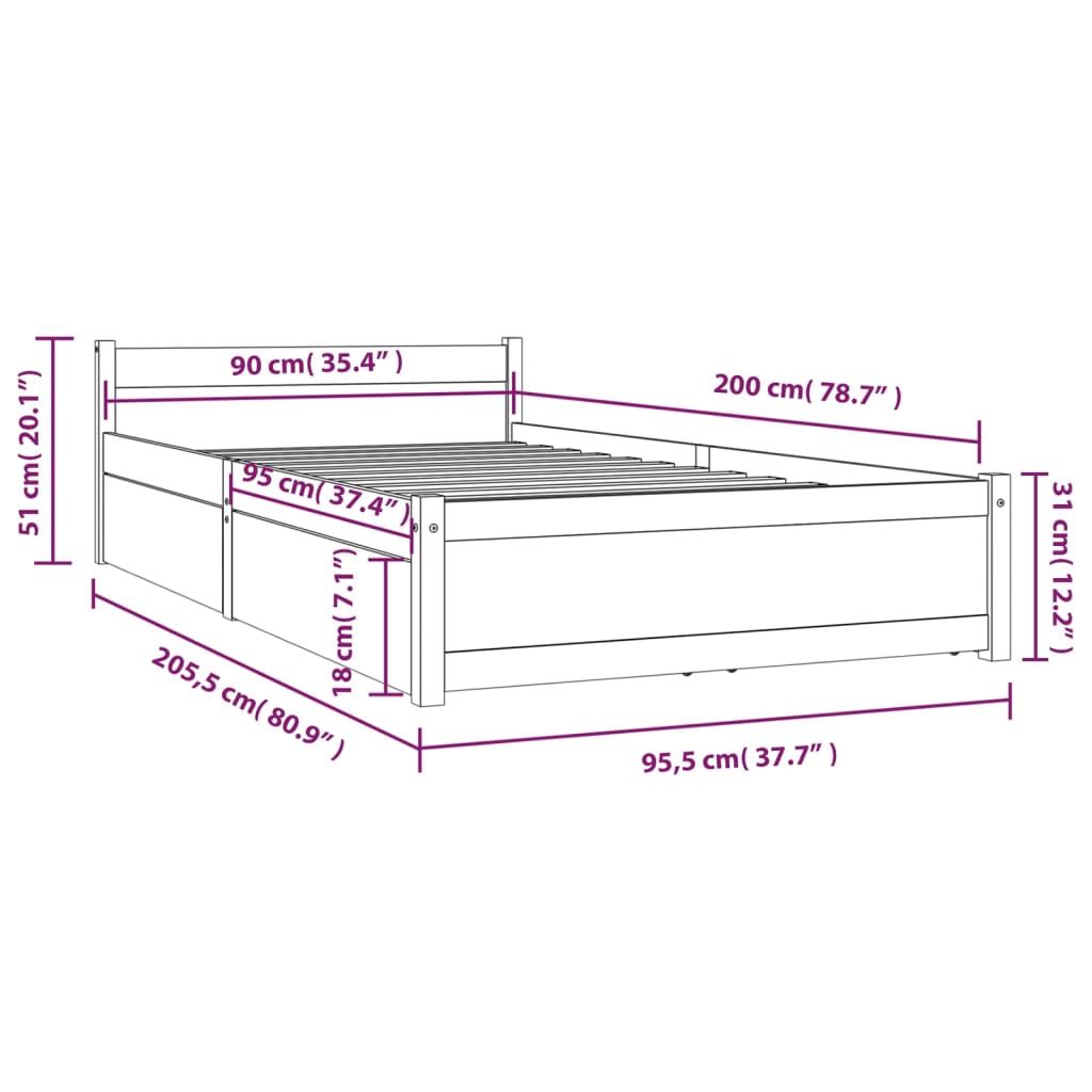Giroletto con Cassetti 90x200 cm | homemem39