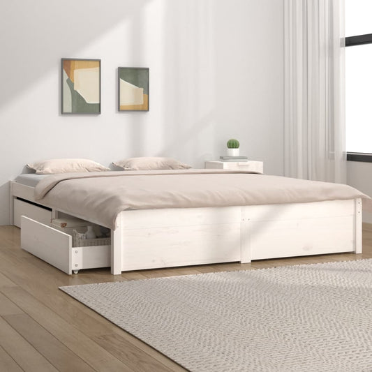 Giroletto con Cassetti Bianco 120x190 cm Small Double - homemem39