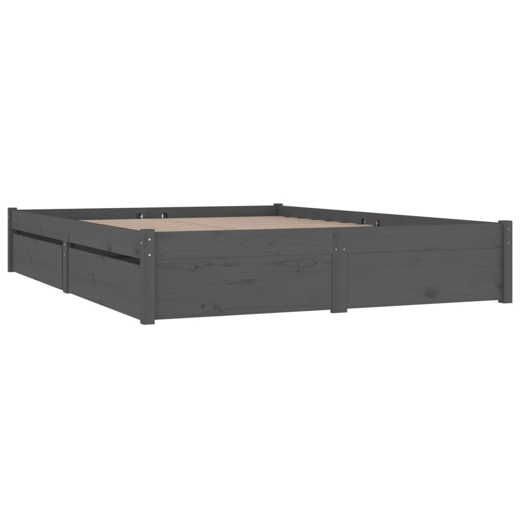 Bed frame with drawers Gray 140x200 cm