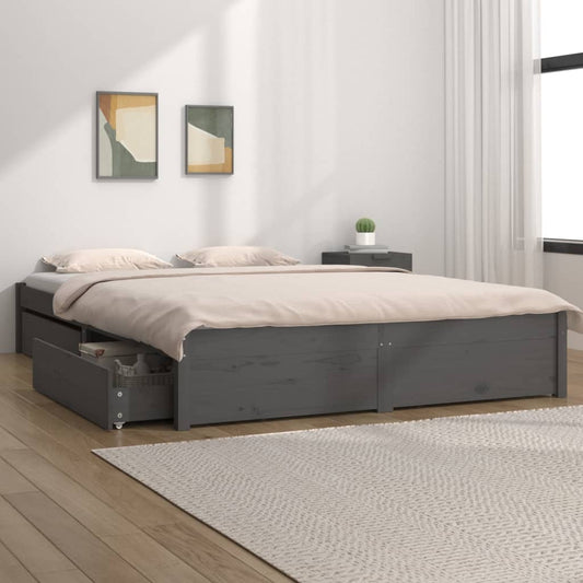 Bed frame with drawers Gray 140x200 cm
