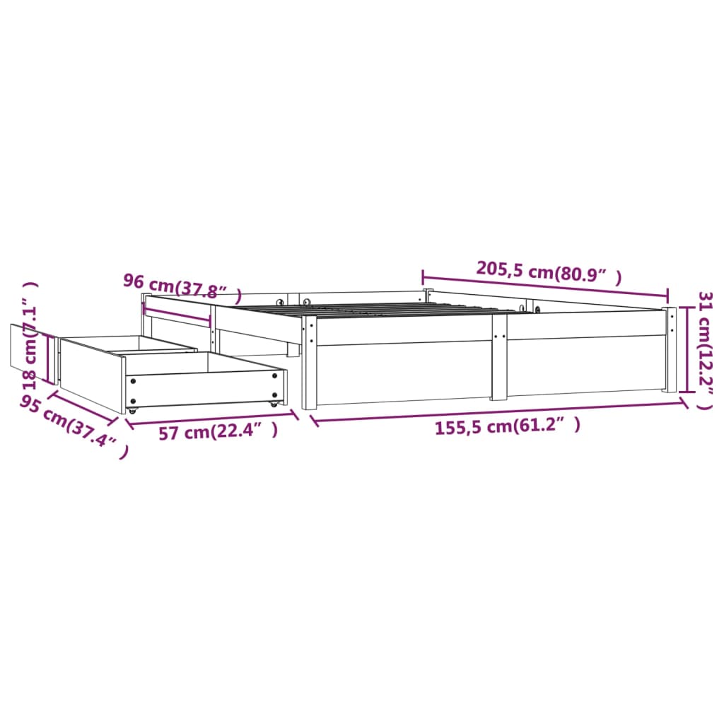 Giroletto con Cassetti 150x200 cm King Size - homemem39