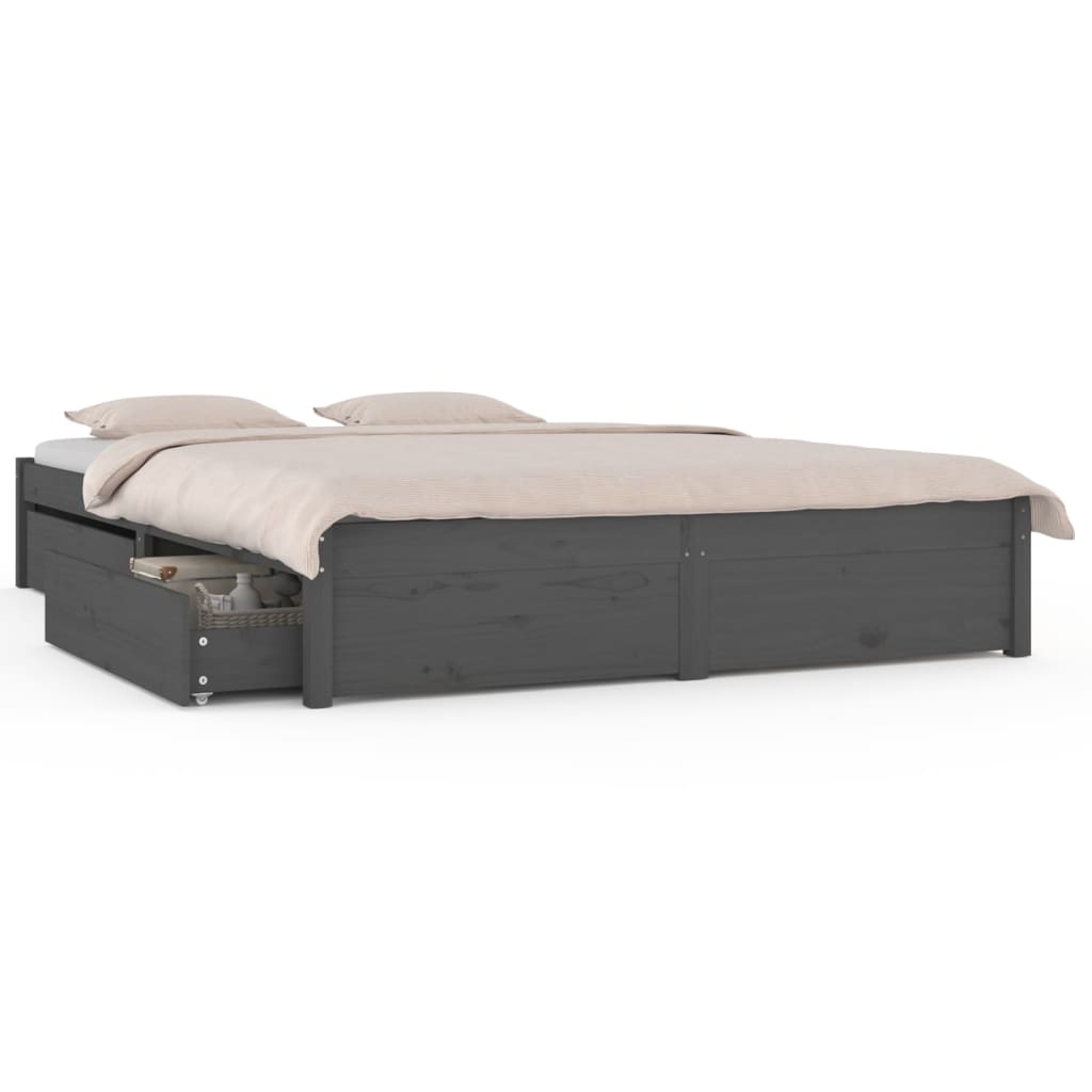 Bed frame with drawers Gray 150x200 cm King