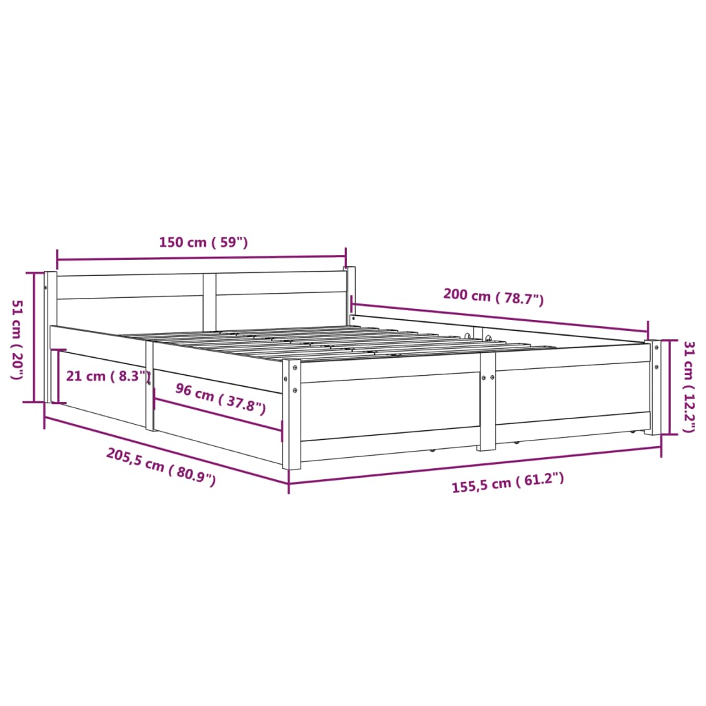 Giroletto con Cassetti 150x200 cm King Size | homemem39