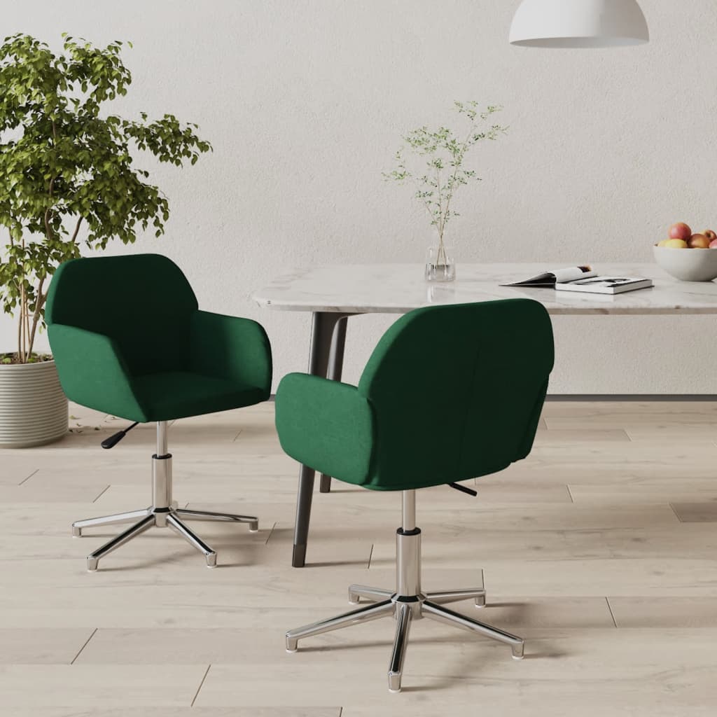 Sedie da Pranzo Girevoli 2 pz Verde Scuro in Tessuto | homemem39