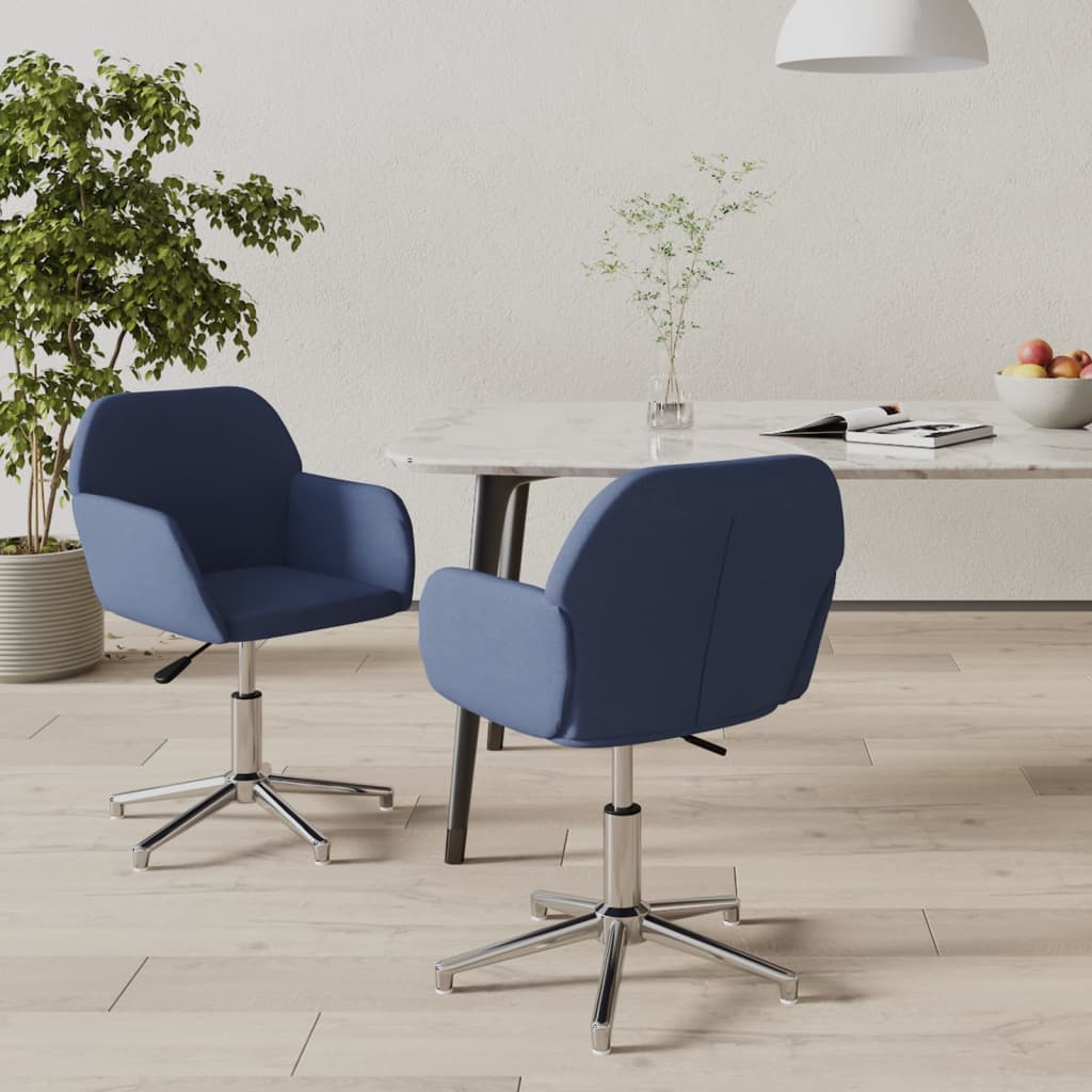 Sedie da Pranzo Girevoli 2 pz Blu in Tessuto | homemem39