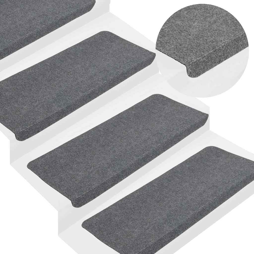 Tappetini Autoadesivi per Scale 15 pz 65x24,5x3,5 cm Grigio - homemem39
